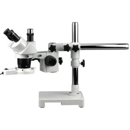 AMSCOPE 10X-20X-40X Trinocular Stereo Microscope on Single-Arm Boom Stand w/Fluorescent Light, 10MP Camera SW-3T24X-FRL-10m